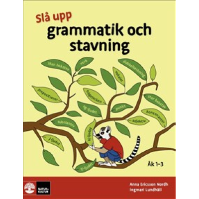 Illustrerad apa sitter i ett träd.