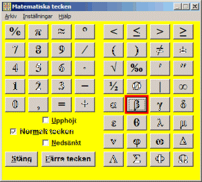 Ett skärmtangentbord med siffror och matematiska tecken.