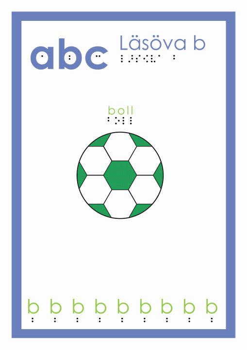 Omslag till abc Läsöva b, punktskrift.