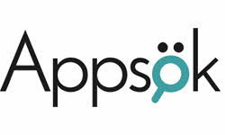 Bildlänk, Logga med texten Appsök, med en söksymbol på bokstaven ö.